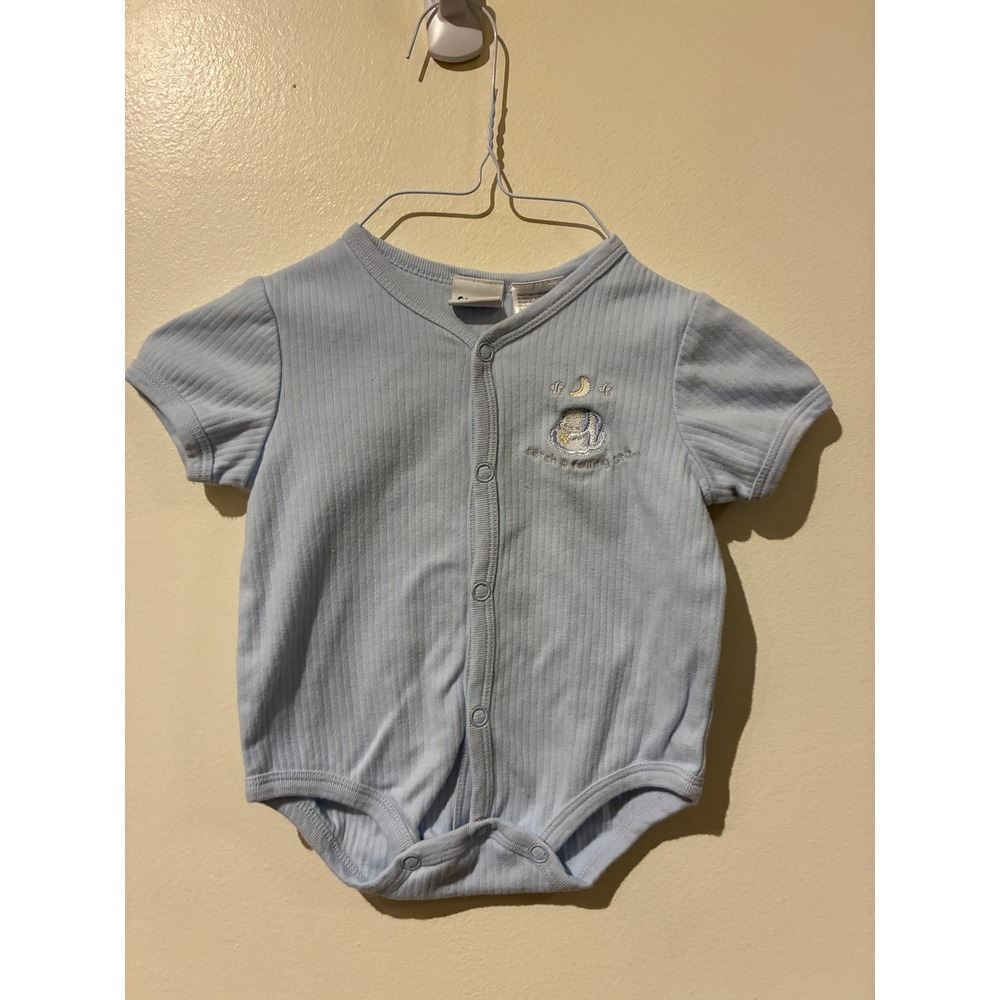 Circo Baby Light Blue Ribbed Embroidered Elephant Bodysuit 3/6 Months Snap Front